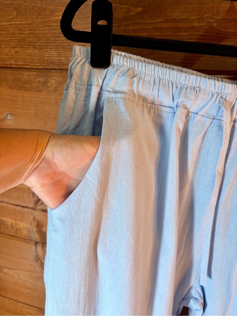 Amazon Women's Light Blue Cotton Linen Blend Pajama Lounge Pants Size Large πΈ - Picture 5 of 8